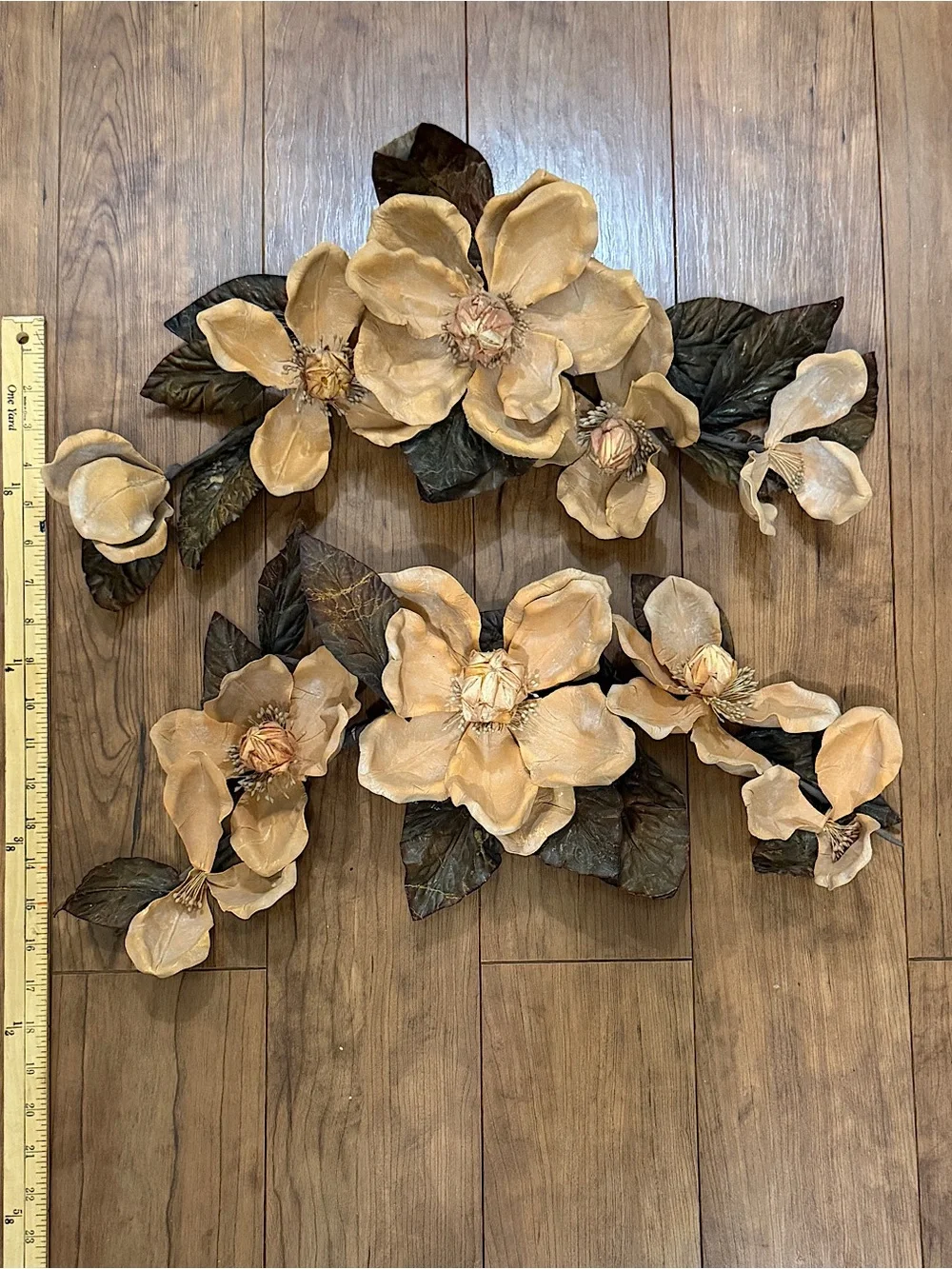 Neutral Beige Magnolia Wall Accent Pair
